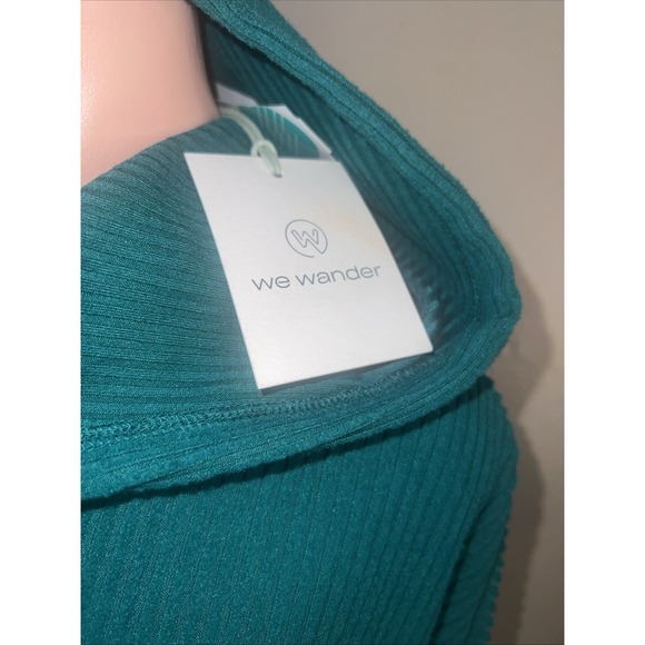 We Wander Taylor Boxy Ribbed Lightweight Sweatshirt W Hoodie Size XXL Green NWT - Picture 3 of 9